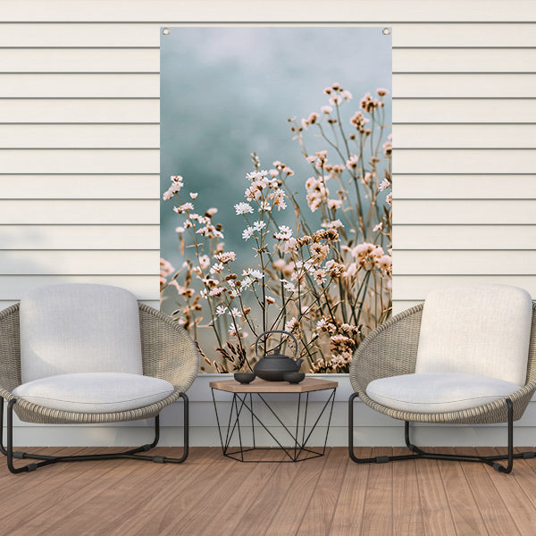 Minimalistische Wilde Bloemen in Zachte Tinten tuinposter