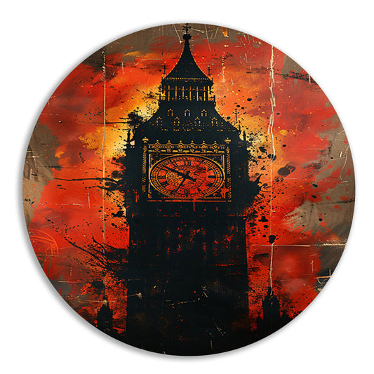 Abstract Straatkunst van de Big Ben Klok aluminium muurcirkel