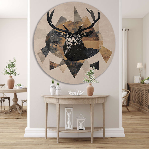 Abstract Hert in Geometrische Sepia Tinten forex muurcirkel