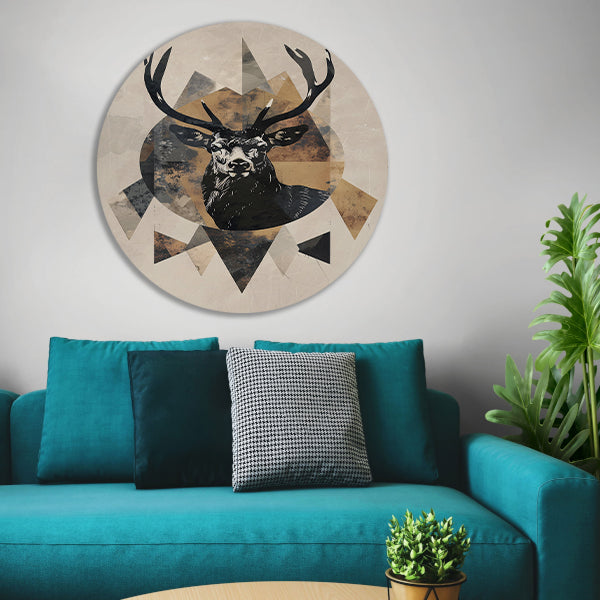 Abstract Hert in Geometrische Sepia Tinten forex muurcirkel