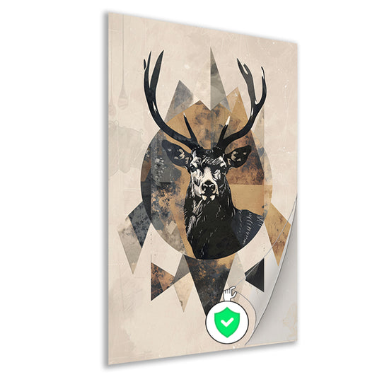 Abstract Hert in Geometrische Sepia Tinten poster