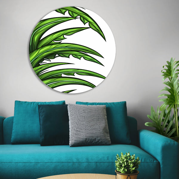 Digitale kunst groene bladeren aluminium muurcirkel