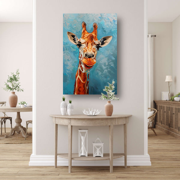 Kleurrijk schilderij van een giraffe canvas