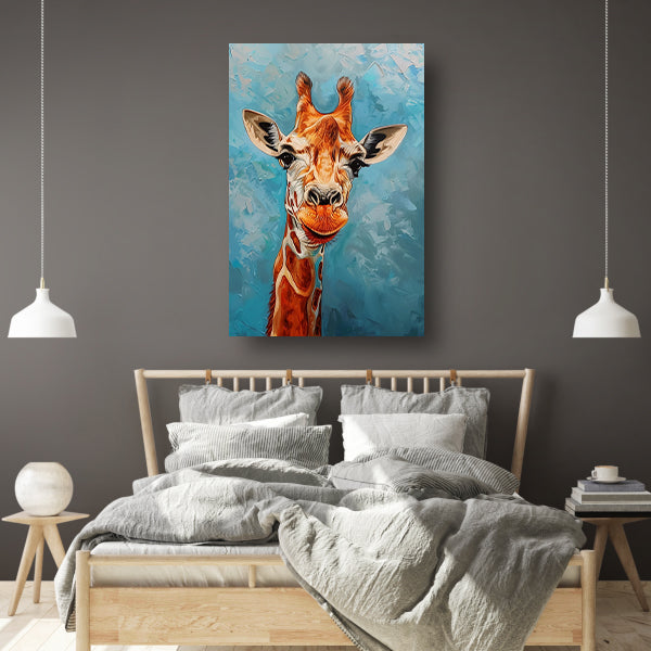 Kleurrijk schilderij van een giraffe canvas