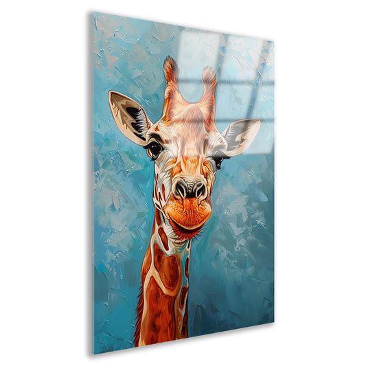 Kleurrijk schilderij van een giraffe acrylglas