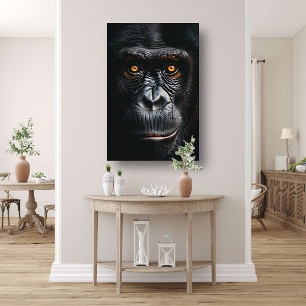 Indringend portret van een aap met intense blik canvas