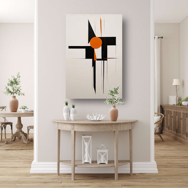 Zwart-Wit en Oranje Abstract Design poster