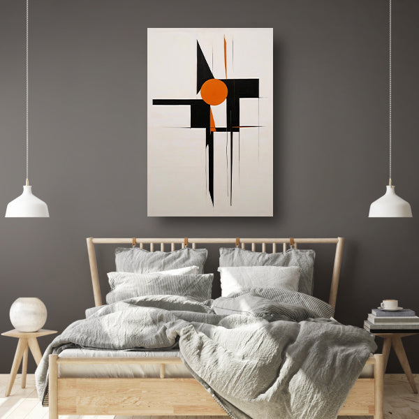 Zwart-Wit en Oranje Abstract Design poster