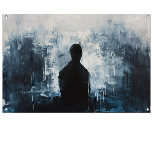 Abstract silhouet in monochrome sfeer tuinposter