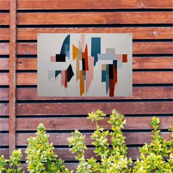 Kleurrijke abstracte vormen tuinposter