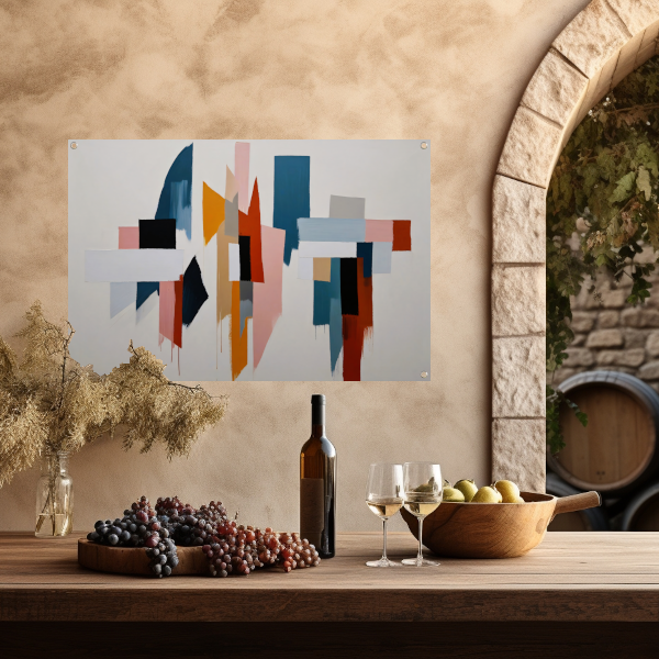 Kleurrijke abstracte vormen tuinposter