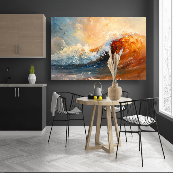 Dynamisch impressionistisch schilderij van een golf poster