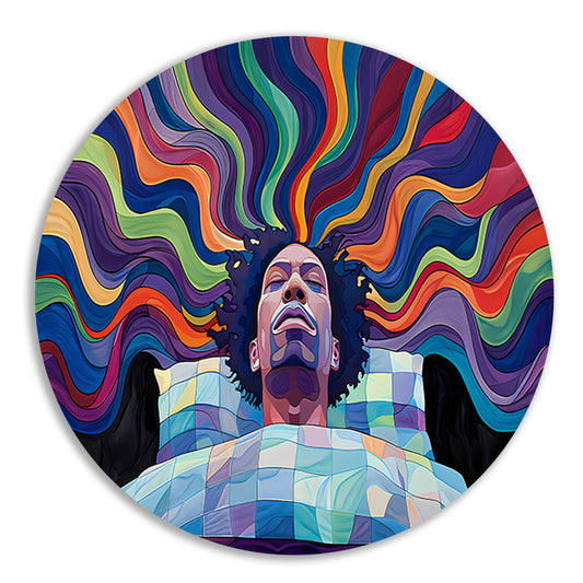 Ontwaken tussen Kleurrijk golven aluminium muurcirkel