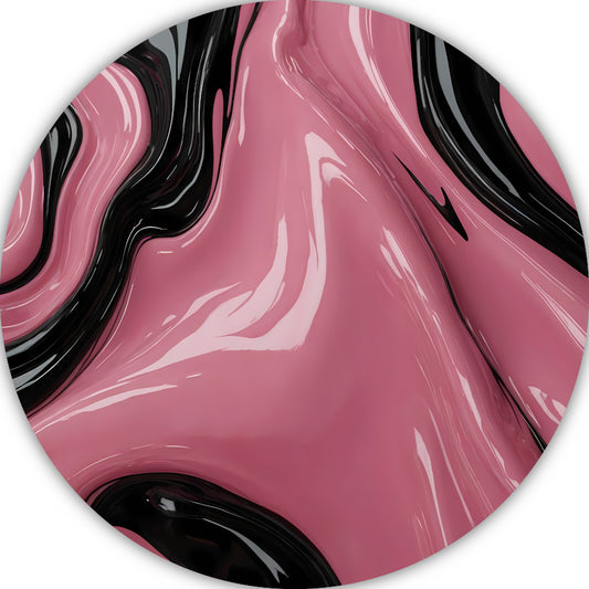 Abstracte Glans van Roze en Zwarte Golven aluminium muurcirkel