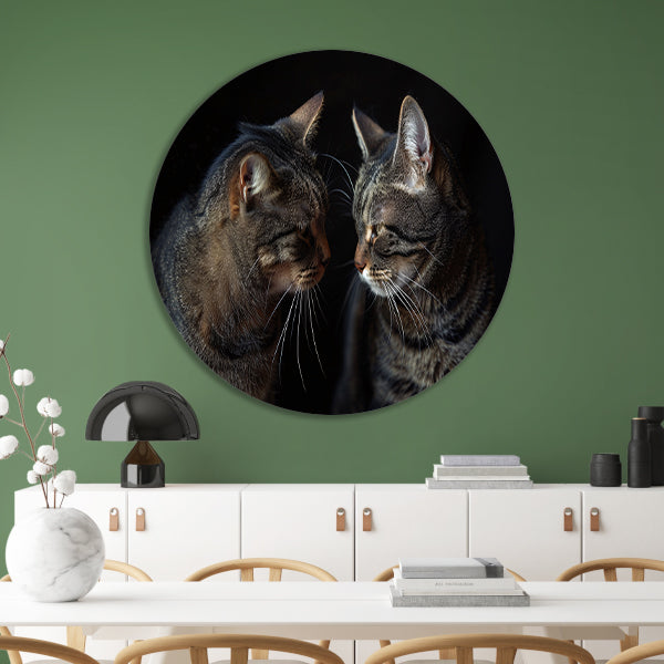 Twee katten in een donkere omgeving forex muurcirkel