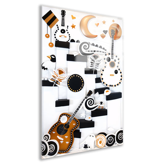 Kleurrijke Pop Art Gitaar met Maan acrylglas