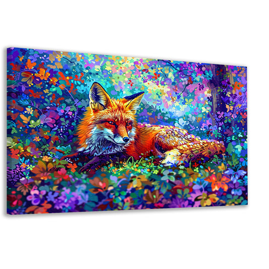 Kleurrijke vos in een magisch landschap canvas