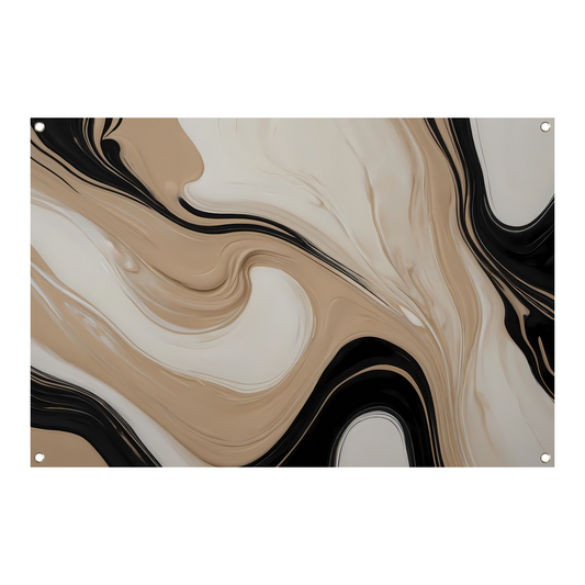 Abstracte Vormen in Beige en Zwart tuinposter