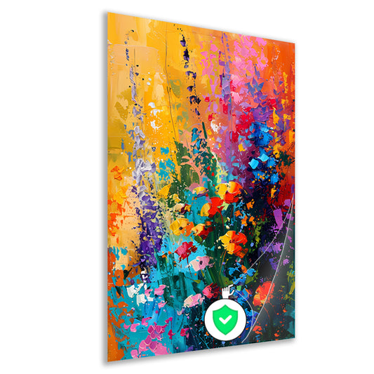 Kleurrijk abstract bloemenweide schilderij poster