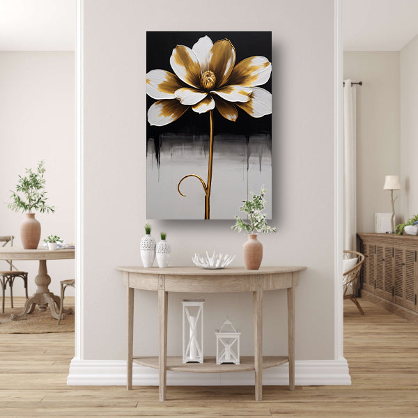 Abstract Golden Sepia Floral Art Piece canvas