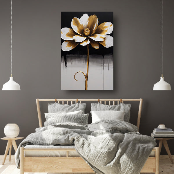 Abstract Golden Sepia Floral Art Piece canvas