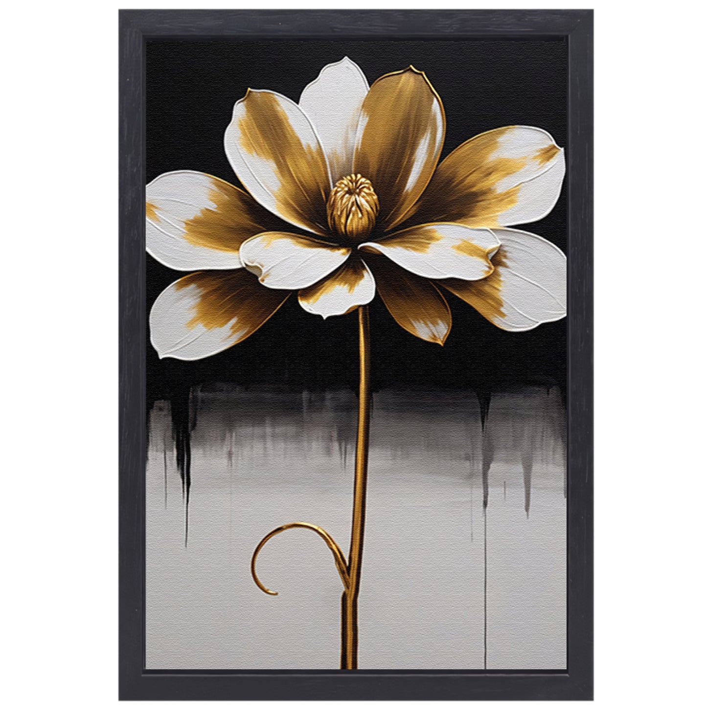 Abstract Golden Sepia Floral Art Piece canvas met baklijst
