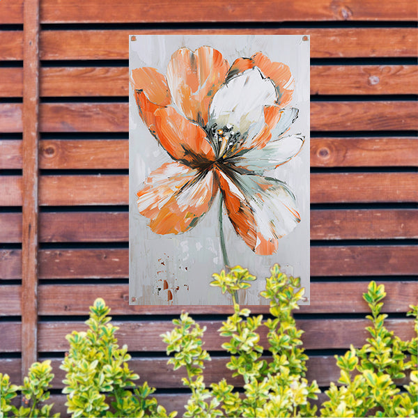 Abstracte bloem met levendige oranje tinten tuinposter