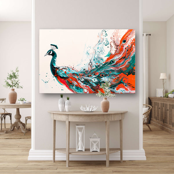 Abstracte schildering van kleurrijke pauw acrylglas