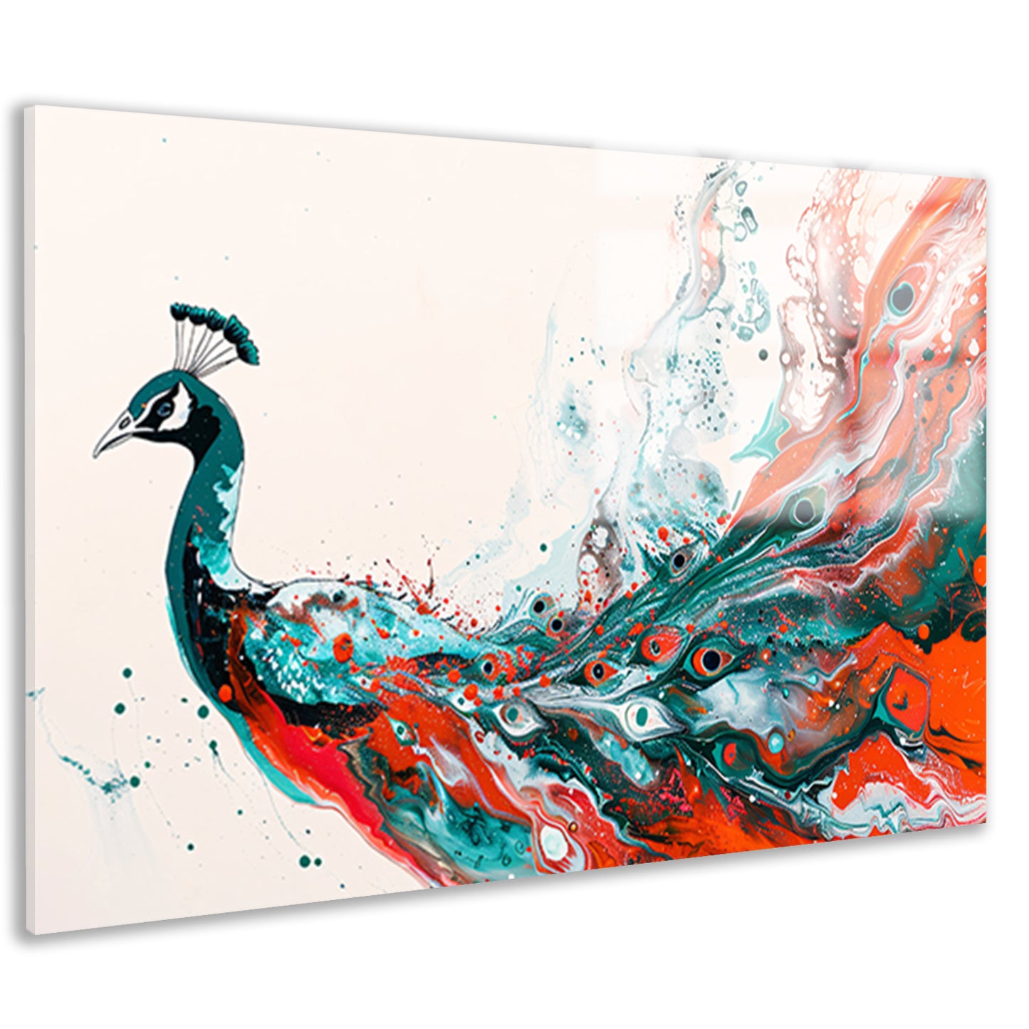 Abstracte schildering van kleurrijke pauw acrylglas