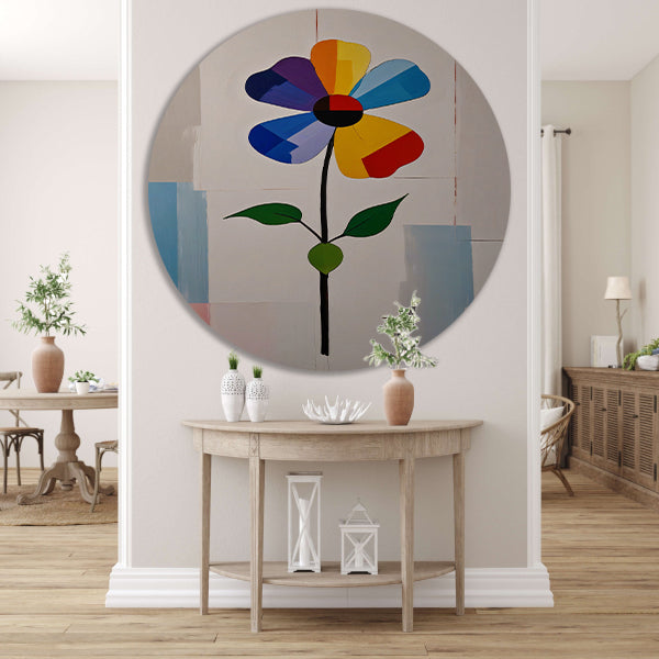 Abstracte Weergave van Kleurrijke Bloem forex muurcirkel