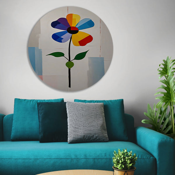 Abstracte Weergave van Kleurrijke Bloem forex muurcirkel