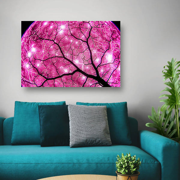 Abstracte boom met fel lichtstralen canvas