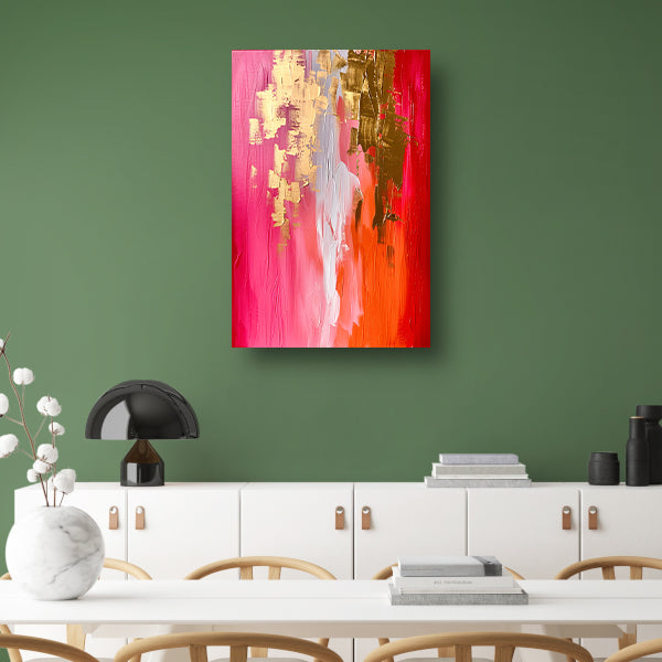 Abstract Expressionistisch Schilderij met Rode en Gouden Tinten acrylglas