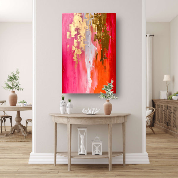 Abstract Expressionistisch Schilderij met Rode en Gouden Tinten acrylglas