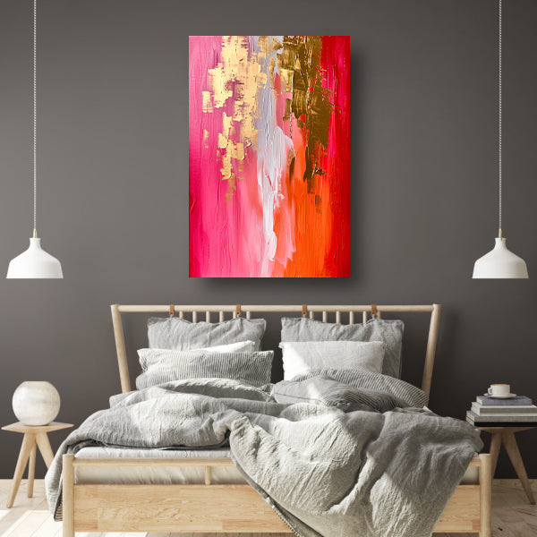 Abstract Expressionistisch Schilderij met Rode en Gouden Tinten acrylglas