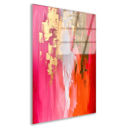 Abstract Expressionistisch Schilderij met Rode en Gouden Tinten acrylglas