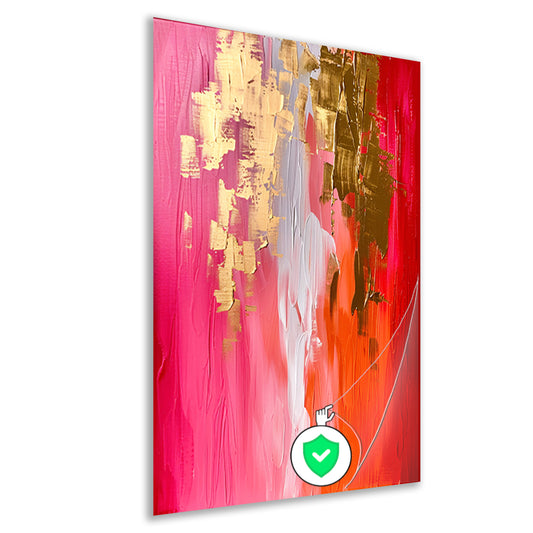 Abstract Expressionistisch Schilderij met Rode en Gouden Tinten poster