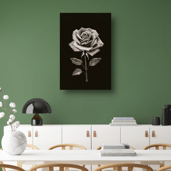 Minimalistische Charcoal Tekening van een Roos canvas