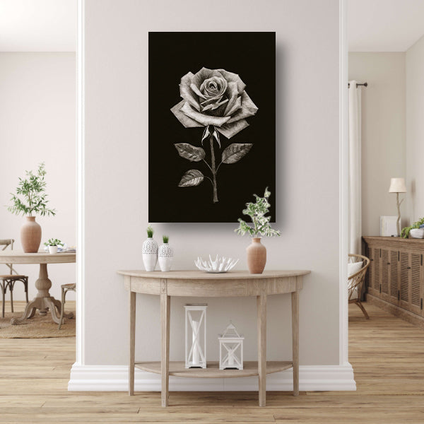 Minimalistische Charcoal Tekening van een Roos canvas