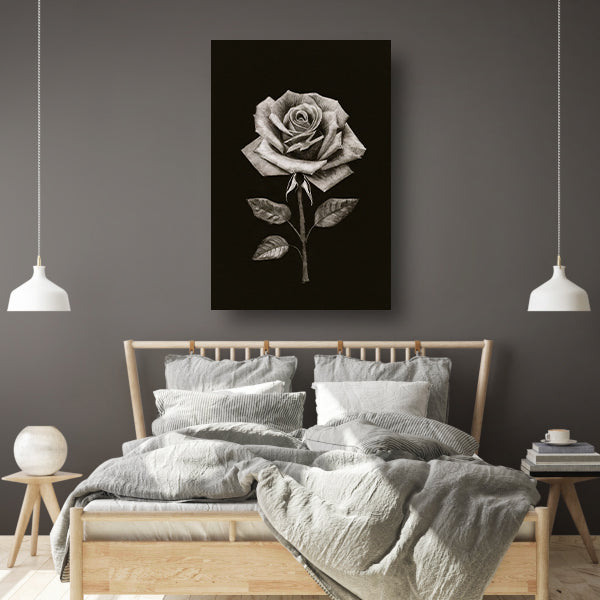 Minimalistische Charcoal Tekening van een Roos canvas