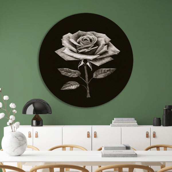 Minimalistische Charcoal Tekening van een Roos forex muurcirkel