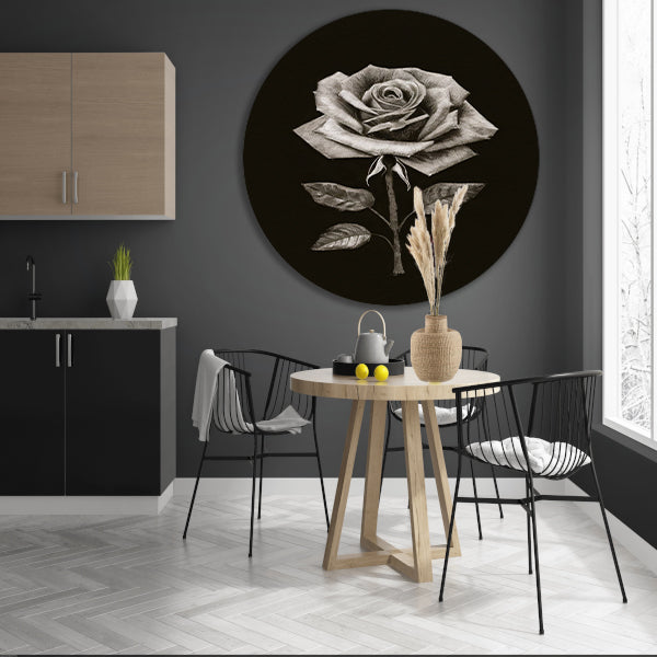 Minimalistische Charcoal Tekening van een Roos forex muurcirkel