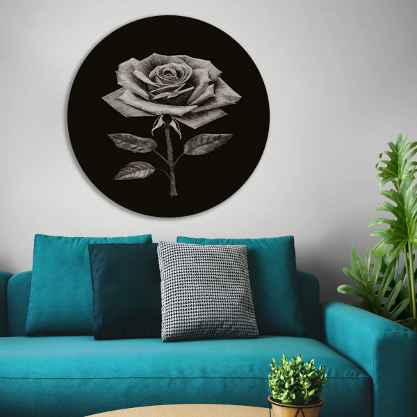 Minimalistische Charcoal Tekening van een Roos forex muurcirkel