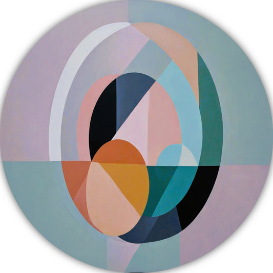 Pasteltinten en Geometrie in Minimalistisch Design aluminium muurcirkel