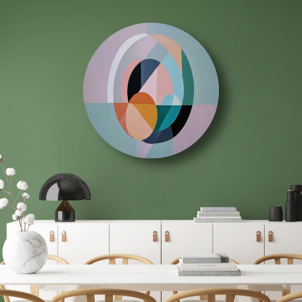Pasteltinten en Geometrie in Minimalistisch Design aluminium muurcirkel