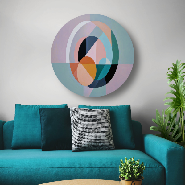 Pasteltinten en Geometrie in Minimalistisch Design aluminium muurcirkel