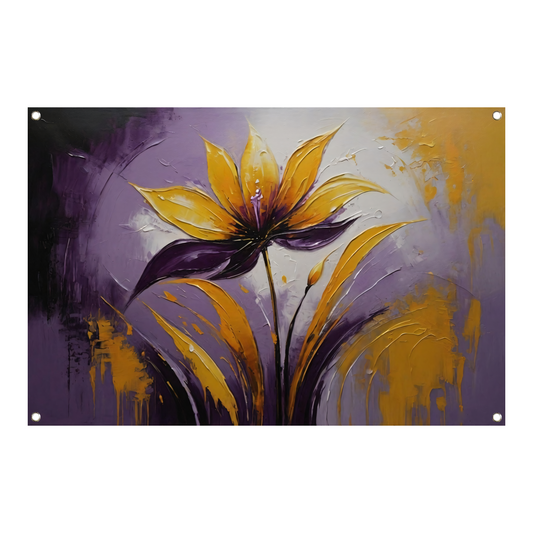Abstracte Impasto Bloem in Paarse Schakeringen tuinposter