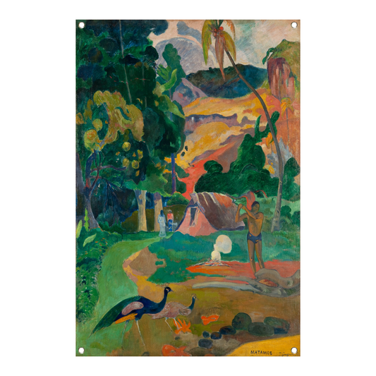 Matamoe (Dood), Landschap met pauwen - Paul Gauguin tuinposter