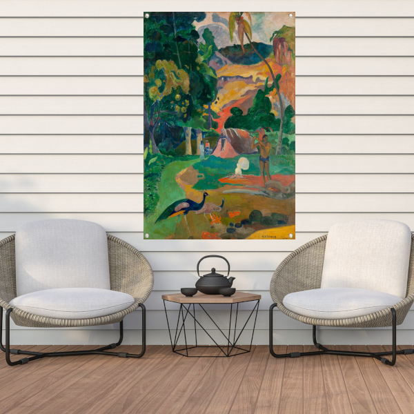 Matamoe (Dood), Landschap met pauwen - Paul Gauguin tuinposter