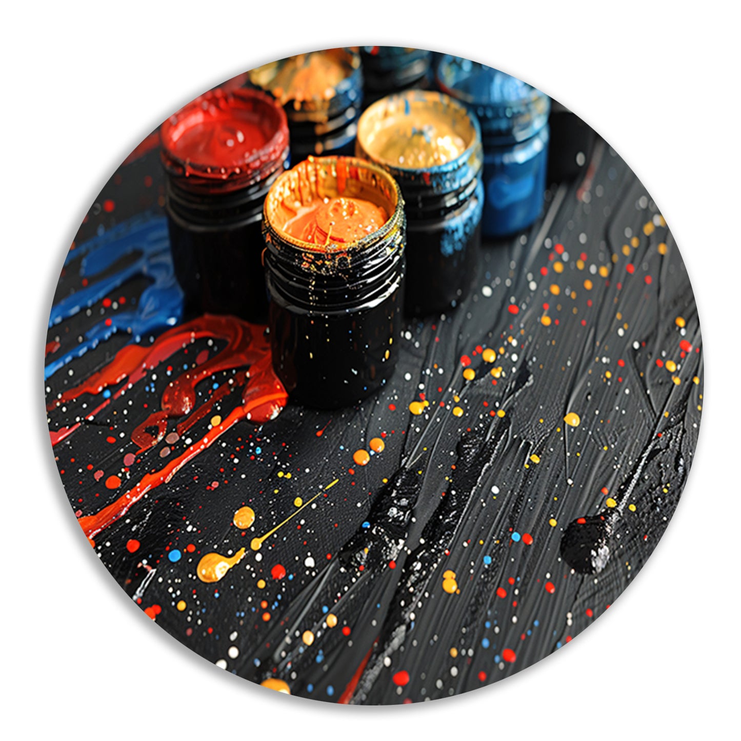 Abstract potten stilleven aluminium muurcirkel